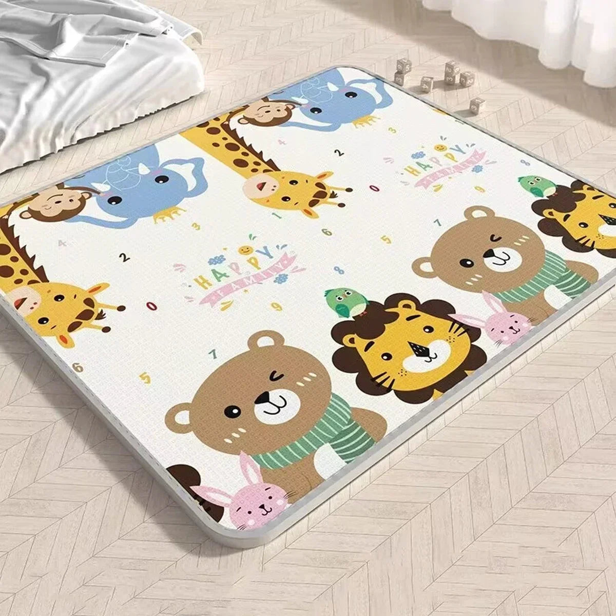 Tapis d'éveil | Double face Animaux & Circuit voiture