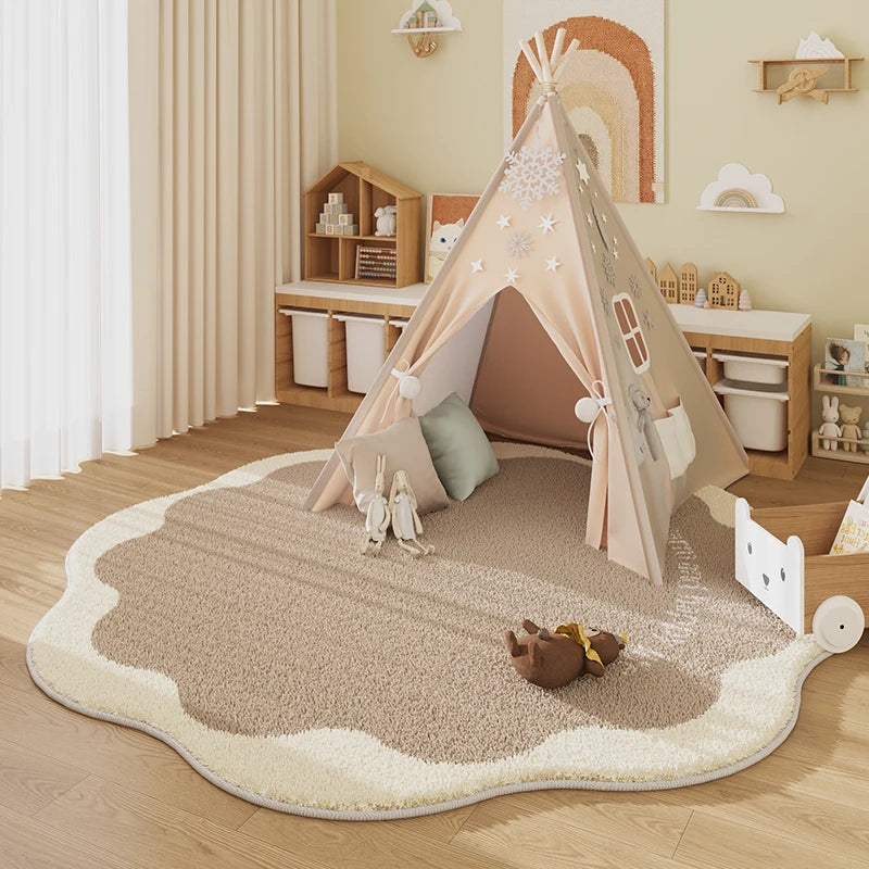 Tapis chambre enfant en forme de fleurs
