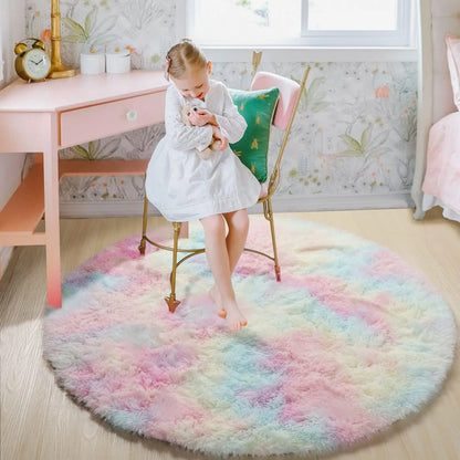 Tapis chambre enfant | rond Arc en ciel