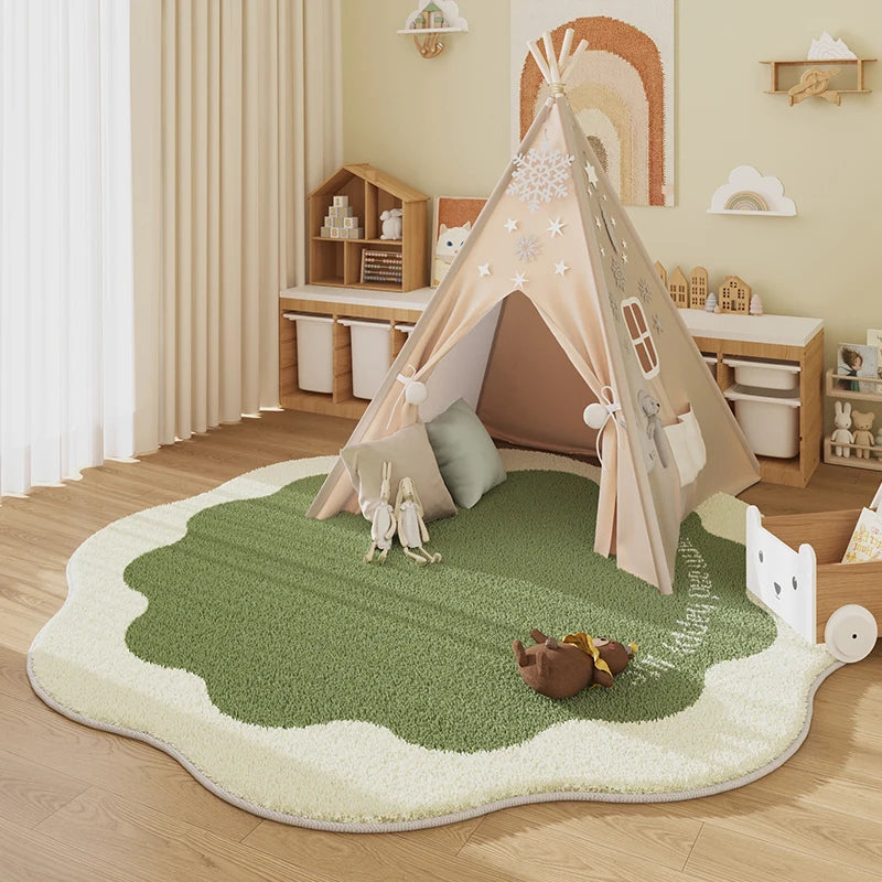 Tapis chambre enfant en forme de fleurs