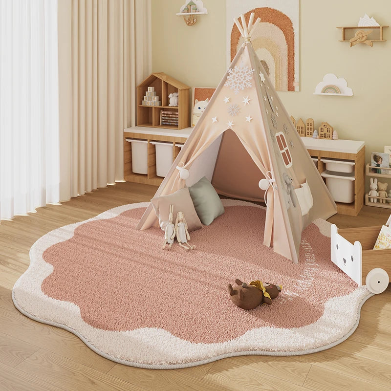 Tapis chambre enfant en forme de fleurs