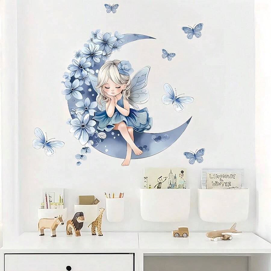 Décoration Murale - PrincesseSticker™ - Lune Bleue - Mon Cocon Bébé