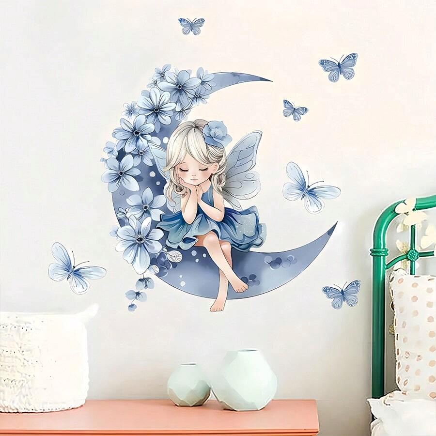 Décoration Murale - PrincesseSticker™ - Lune Bleue - Mon Cocon Bébé