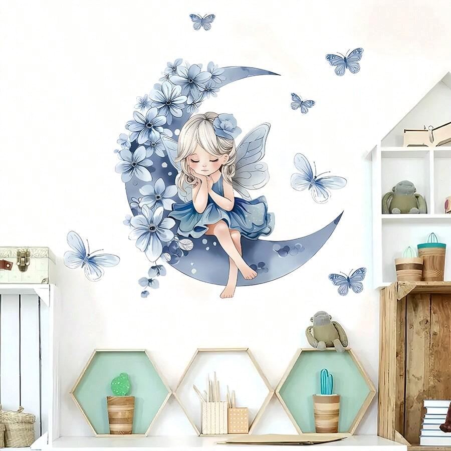 Décoration Murale - PrincesseSticker™ - Lune Bleue - Mon Cocon Bébé