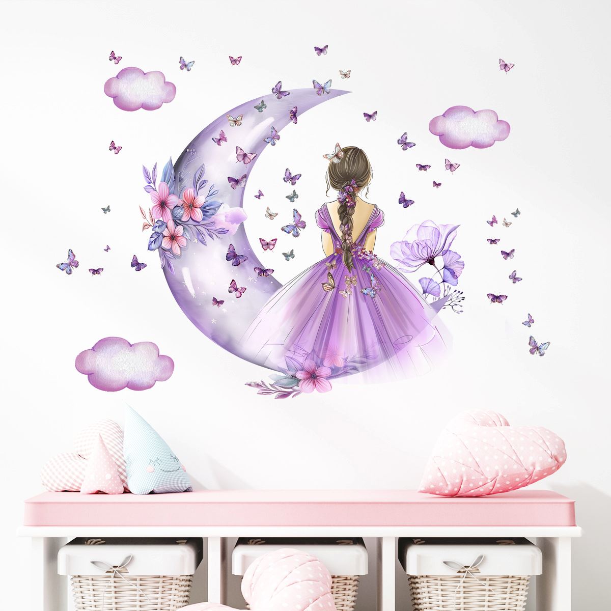 Décoration Murale - PrincesseSticker™ - Lune Mauve - Mon Cocon Bébé