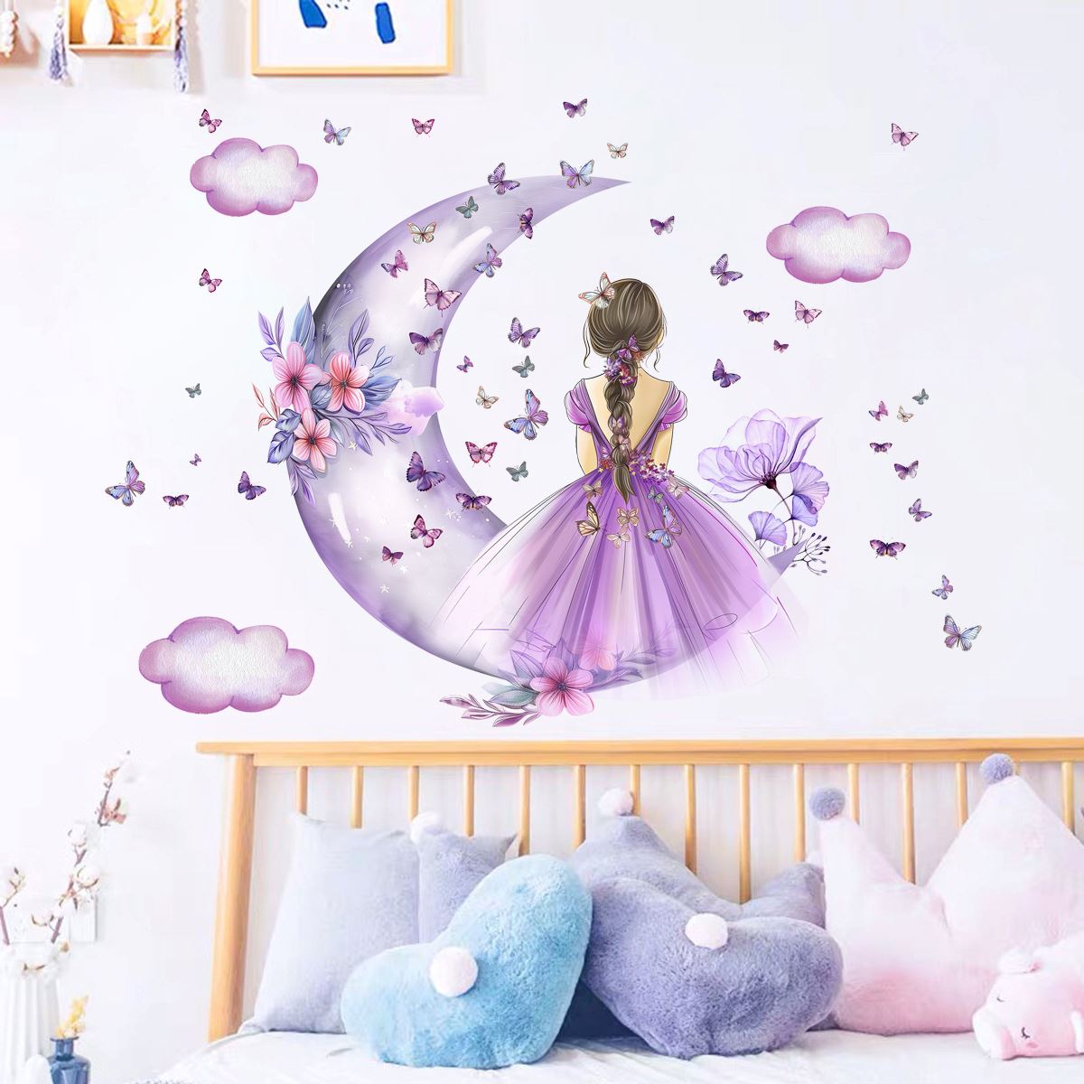 Décoration Murale - PrincesseSticker™ - Lune Mauve - Mon Cocon Bébé