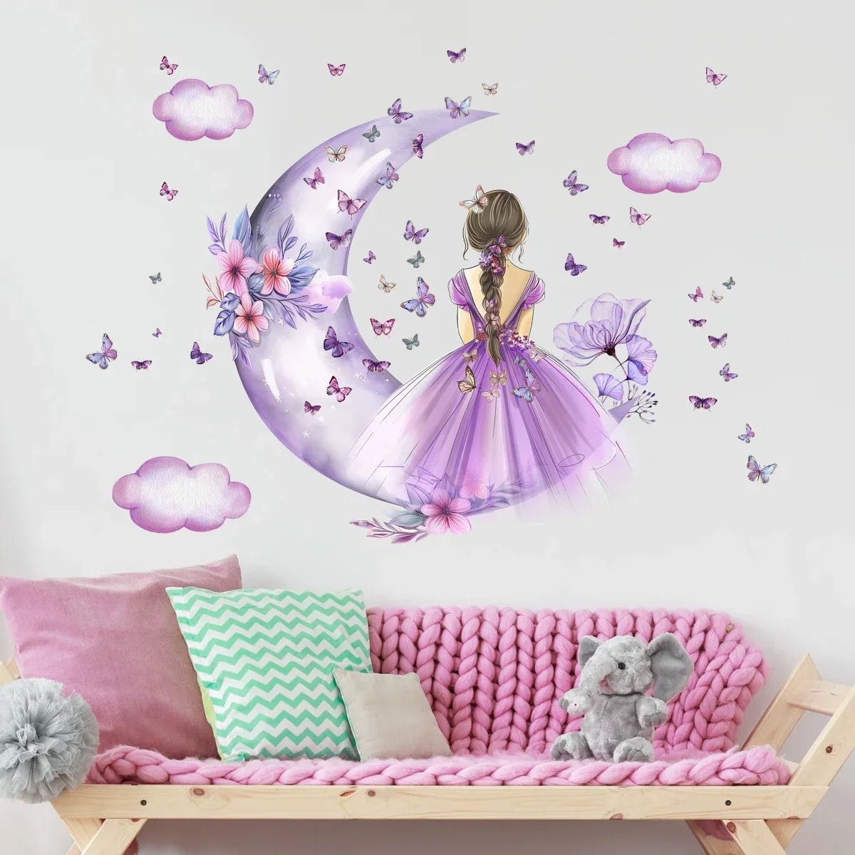 Décoration Murale - PrincesseSticker™ - Lune Mauve - Mon Cocon Bébé