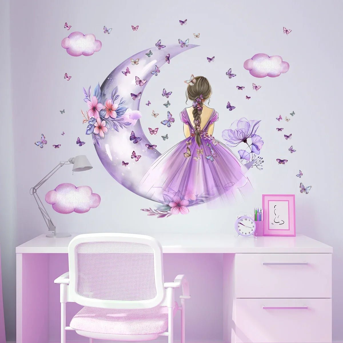 Décoration Murale - PrincesseSticker™ - Lune Mauve - Mon Cocon Bébé