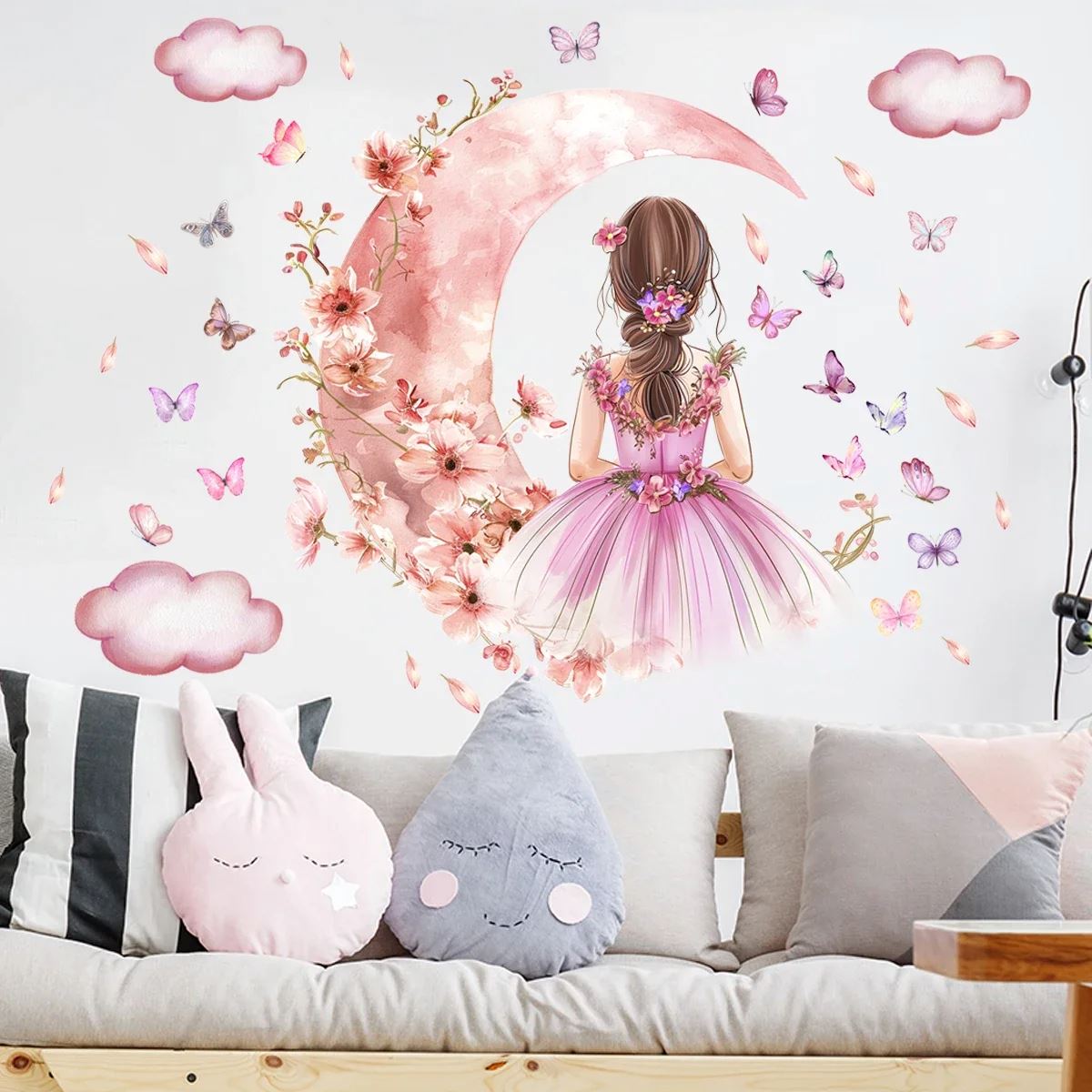 Décoration Murale - PrincesseSticker™ - Lune Rose - Mon Cocon Bébé