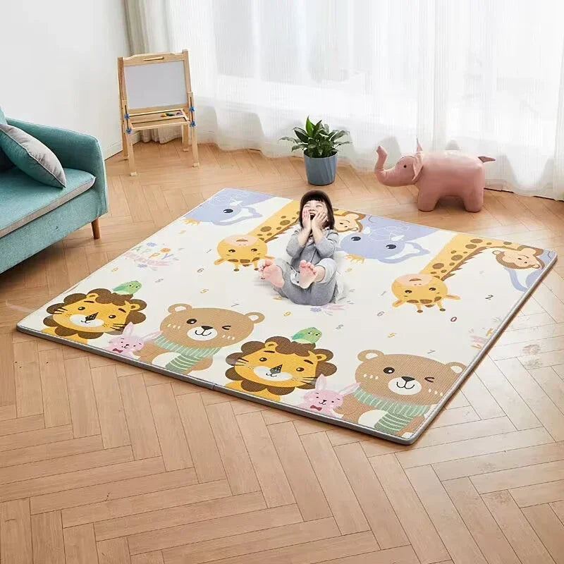 Tapis d'éveil | Double face Animaux & Circuit voiture