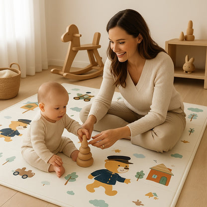 Tapis d'Eveil | Double face Nounours & Girafe