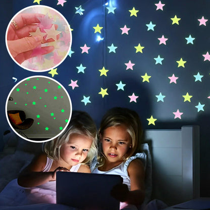Stickers muraux | étoiles fluorescentes colorées