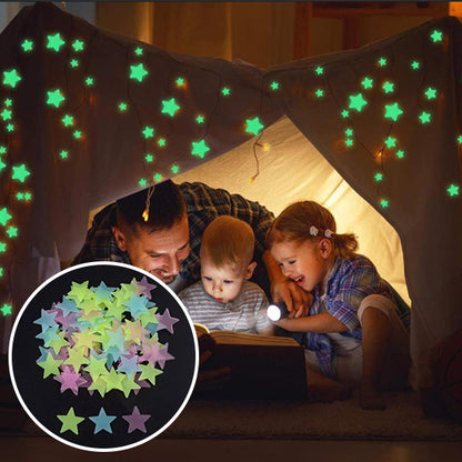 Stickers muraux | étoiles fluorescentes colorées