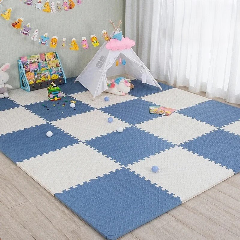 Tapis de sol - Puzzle Bleu et Beige - Mon Cocon Bébé