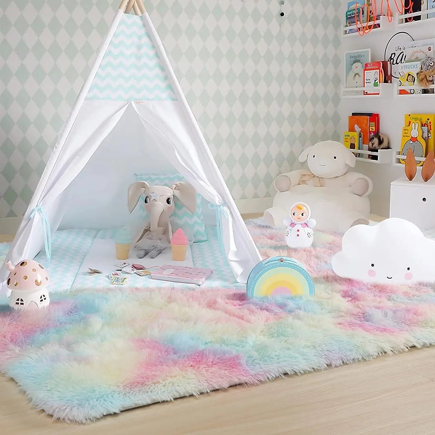 Tapis en Fourrure - HairyRugs™ - Arc - en - ciel - Mon Cocon Bébé