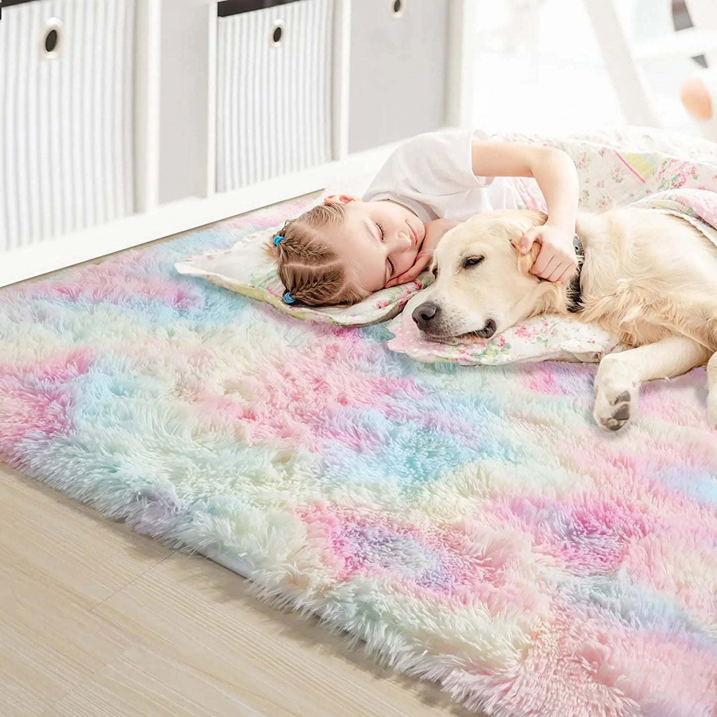 Tapis en Fourrure - HairyRugs™ - Arc - en - ciel - Mon Cocon Bébé